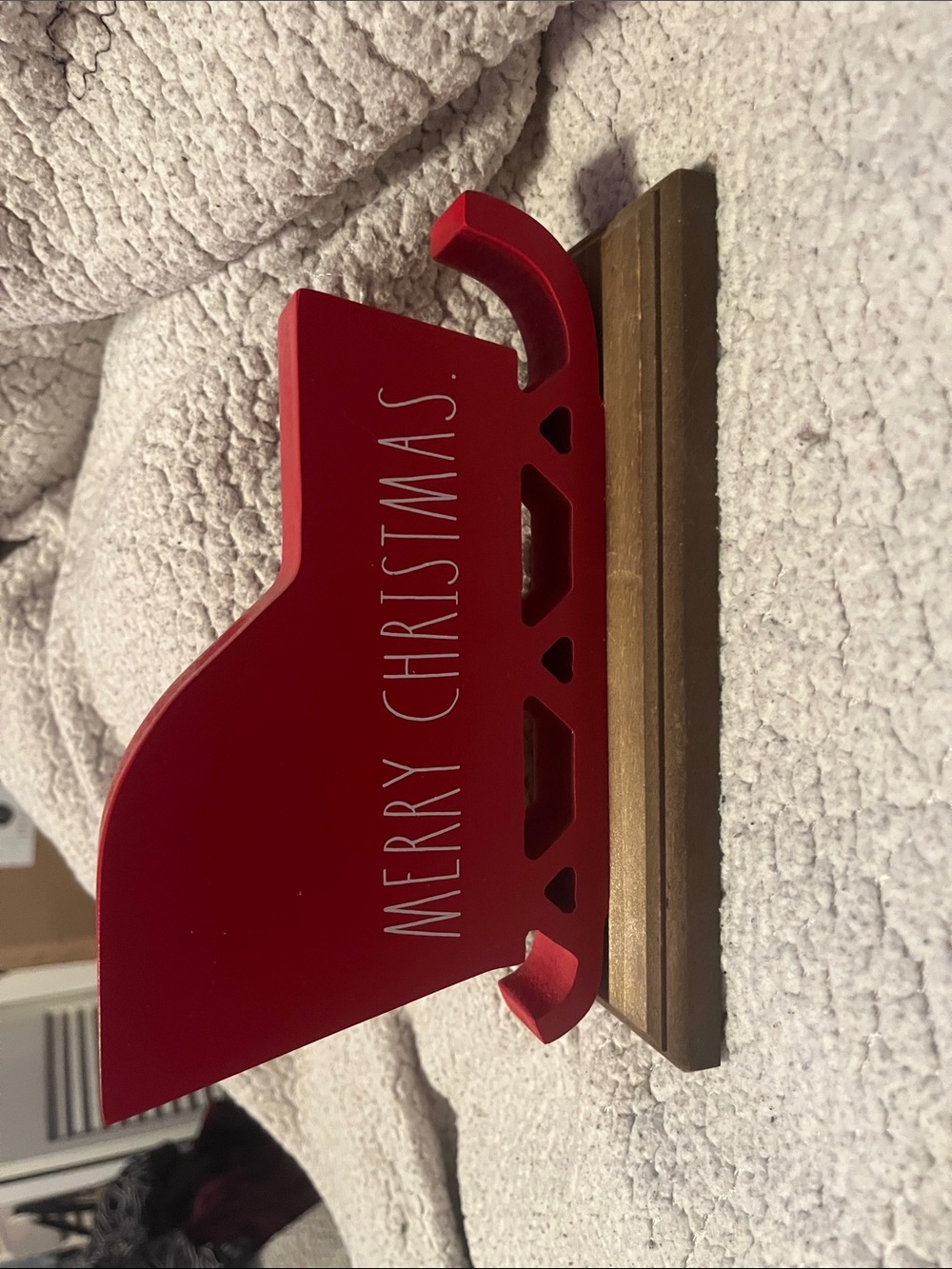 Rae Dunn Red and Brown Merry Christmas Sleigh Accent